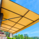Underneath view of a yellow awning